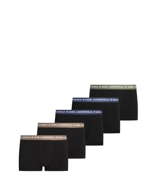 Karl Lagerfeld Black Lot De Cinq Boxers À Taille Contrastante for men