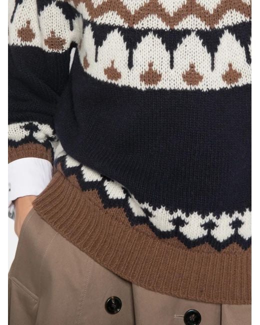 ERMANNO FIRENZE Black Fair Isle-Intarsia High-Neck Knit