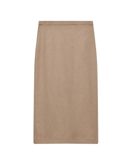 Max Mara Natural High-Waisted Rear-Slit Midi Skirt