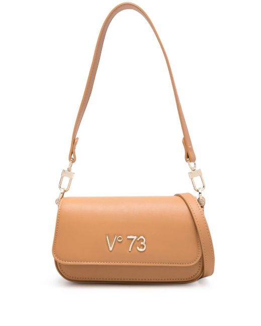 V73 Brown Bamboo Logo-lettering Shoulder Bag