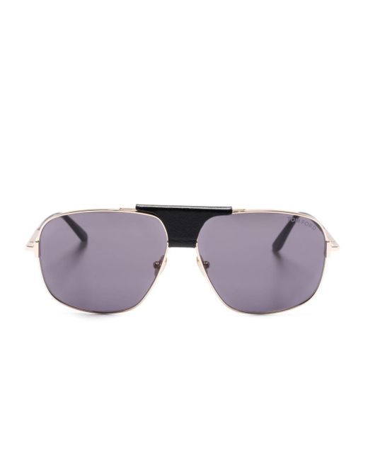 Tom Ford Black Tex Pilot-frame Sunglasses