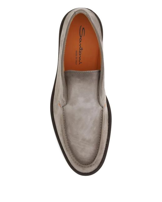 Santoni Brown Ankle Loafers for men