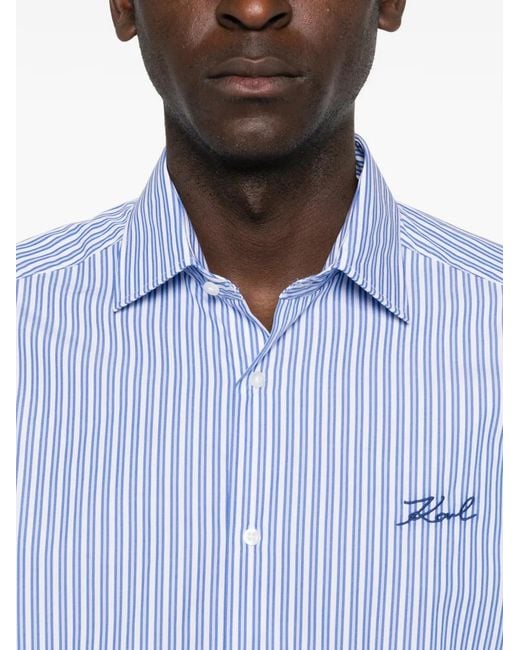 Karl Lagerfeld Blue Striped Shirt for men