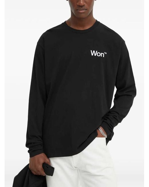 Won Hundred Black Logo-Print Long-Sleeve T-Shirt for men