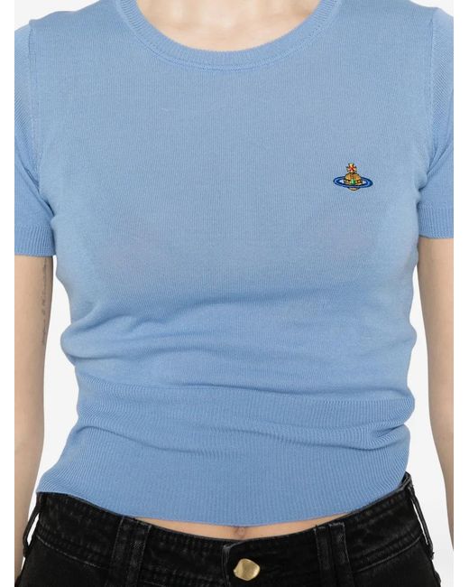 Vivienne Westwood Blue Bea Logo-Detail T-Shirt