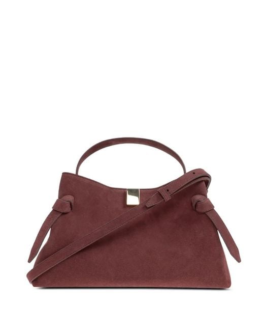 Yuzefi Purple Gyoza Knot-Detail Suede Tote Bag
