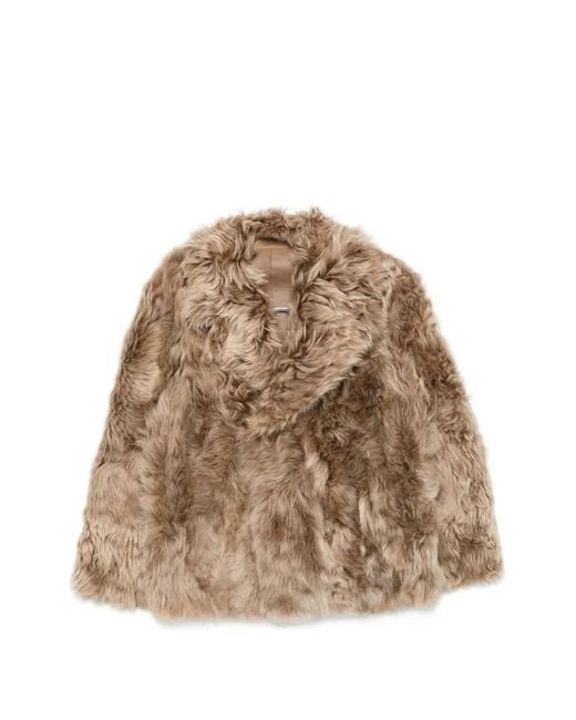 Yves Salomon Natural Shearling Double-Breasted Jacket