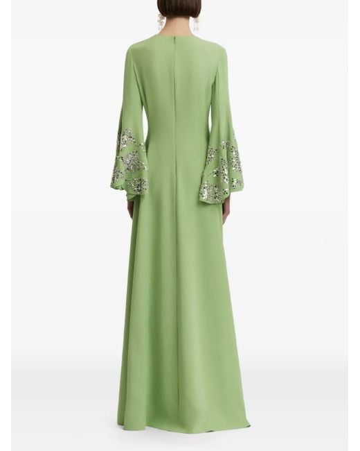 Oscar de la Renta ベルスリーブ マキシドレス Green