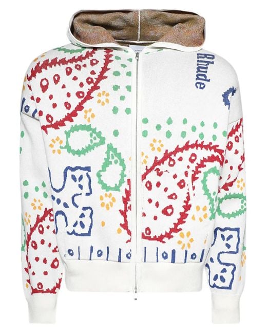 Rhude White Zip-Up Hoodie for men