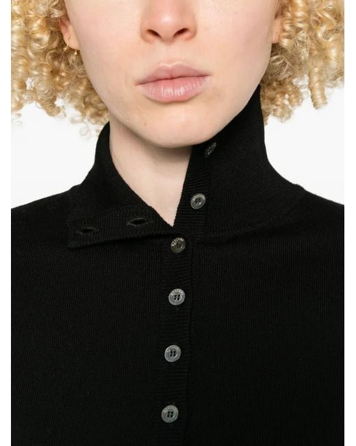 Moschino Black Buttoned Turtleneck Cardigan