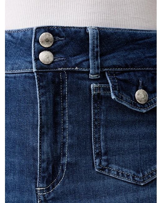 Mos Mosh Blue Mmcolette Nagato Patch-Pocket Wide-Leg Jeans