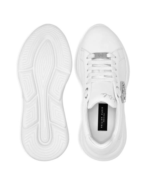 Philipp Plein White Crystal-Embellished Platform Sneakers