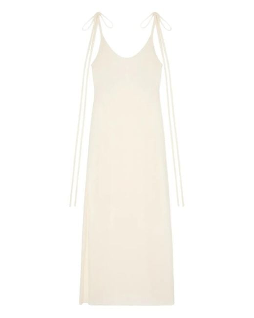 Alanui White Finets Tied-Strap Side-Split Maxi Dress