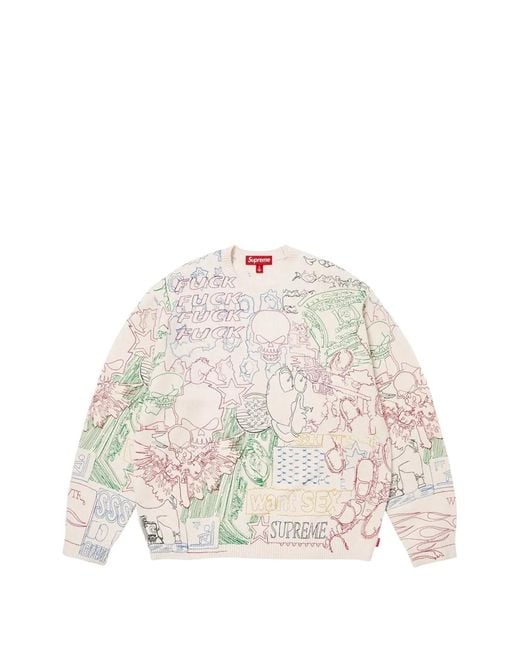 Supreme Collage-Embroidered Sweater in White for Men | Lyst UK