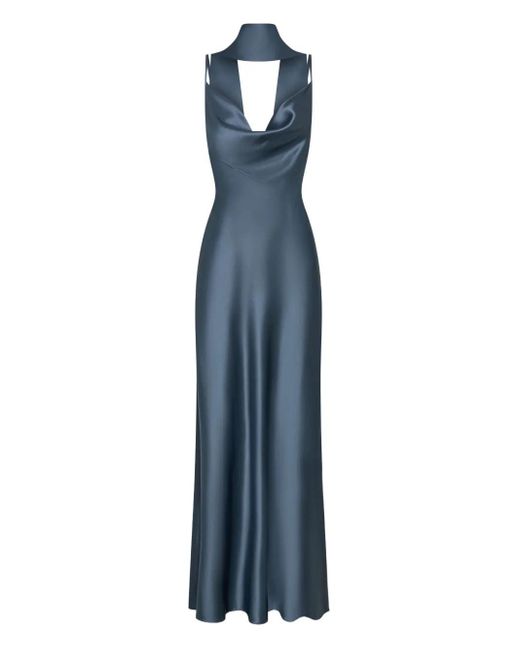 Vestido largo con cuello desbocado Nicholas de color Blue