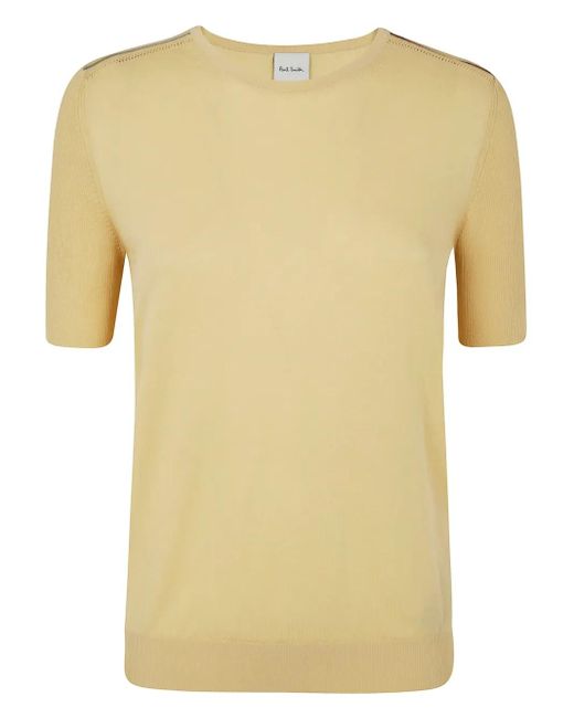 Paul Smith Yellow Knitted Short Sleeves Top Crewneck