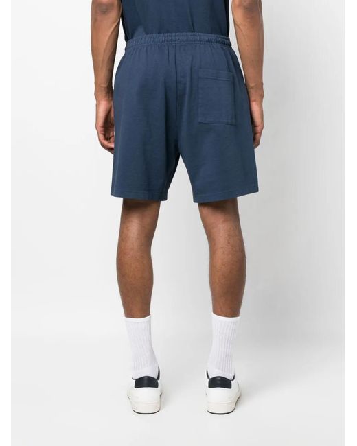 Harmony Blue Logo-Print Cotton Track Shorts for men