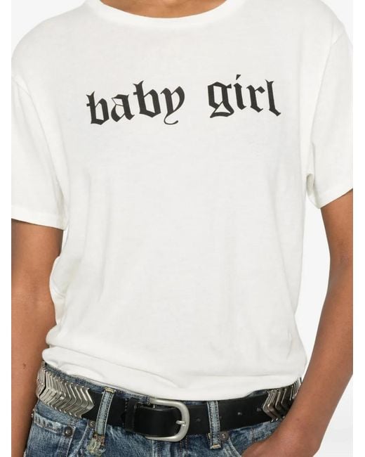 R13 White Baby Girl Logo-Print T-Shirt