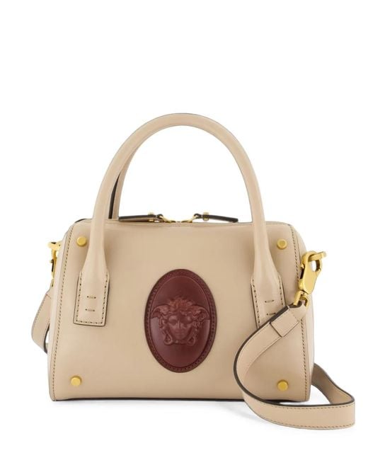 Versace Natural Roomy Small Leather Boston Bag