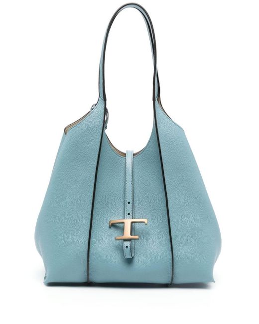 Tod's Timeless Leather Tote Bag in Blue | Lyst