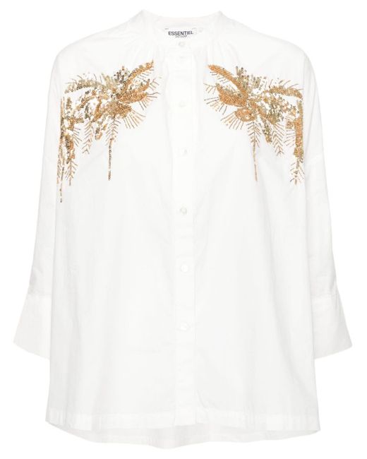 Camisa Fergana con palmera bordada Essentiel Antwerp de color White