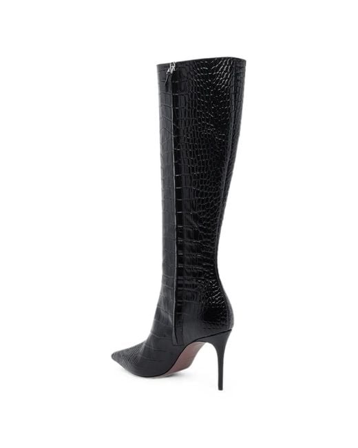 Paris Texas Black Vera Croc-Effect Boots
