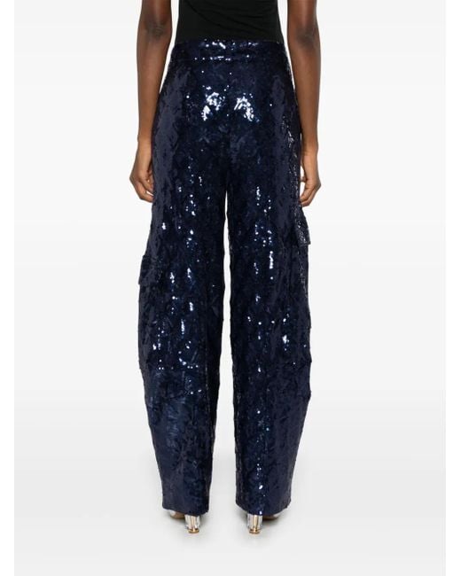 ROTATE BIRGER CHRISTENSEN Blue Sequin Cargo Pants