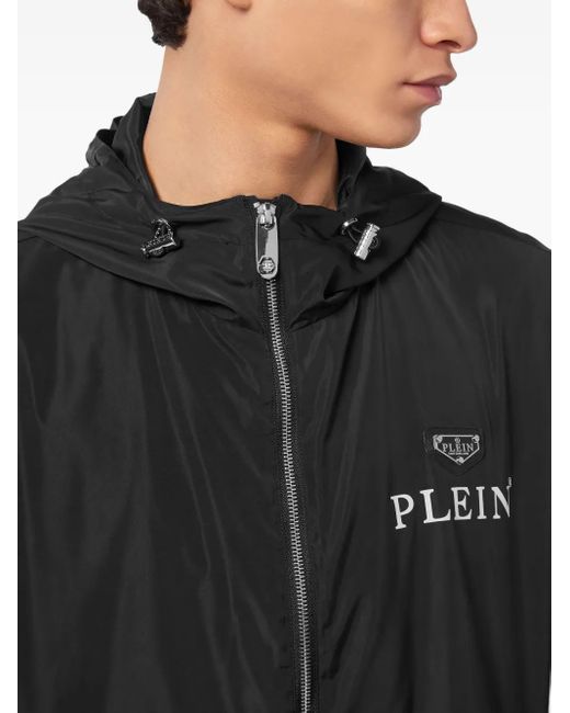 Philipp Plein Black Nylon Windbreaker for men