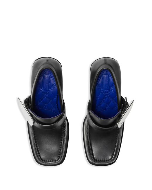Burberry Black Leather London Shield Heeled Loafers 90