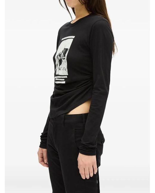 Ann Demeulemeester Black Dot Ruched T-Shirt