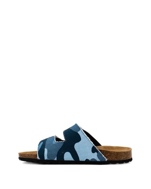 Mc2 Saint Barth Blue Camouflage Buckled Sandals for men