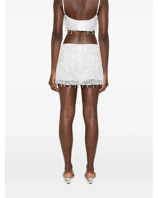 Asta Resort White Yasmin Bead-Embellished Mini Skirt