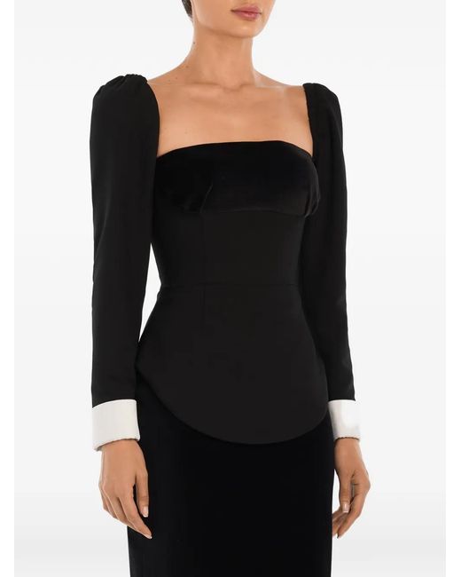 POST MERIDIEM Black Velvet Long-Sleeve Top