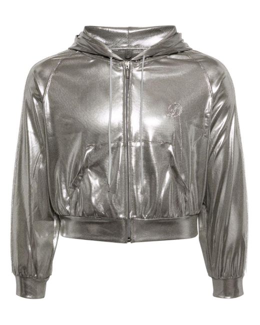 Doublet Gray Hooded Metallic Jacket for men