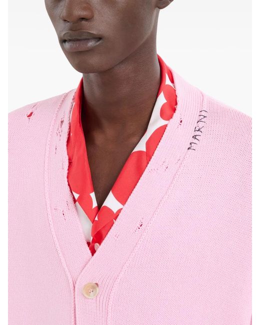 Marni Pink Distressed Cardigan for men