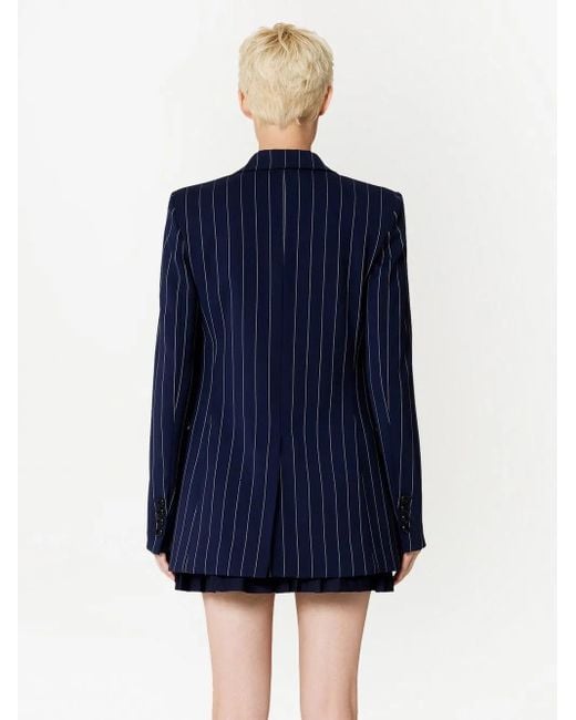 AMI Blue Striped Single-Breasted Blazer
