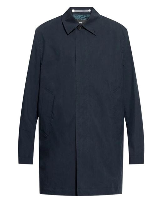 Paul Smith Blue Single-Breasted Parka for men