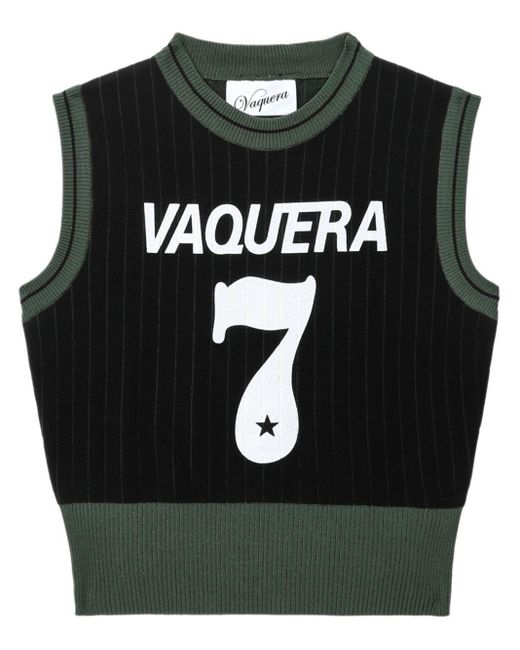 VAQUERA Black Logo-print Knit Vest