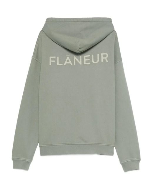 flâneur Gray Logo-Embroidered Hoodie for men