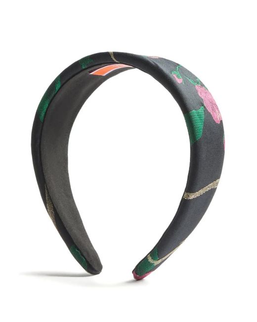 LaDoubleJ Black Floral-Jacquard Flat Headband