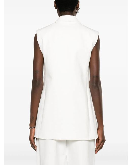 Jil Sander White Belted Cotton Waistcoat