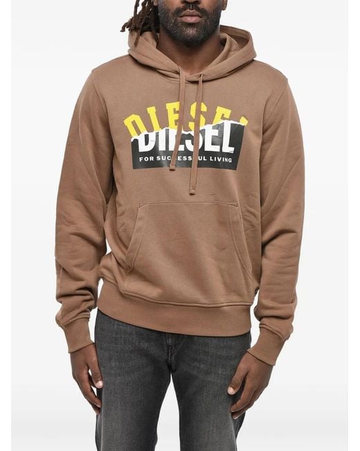 DIESEL Black Ginn Logo-Printed Drawstring Hoodie for men