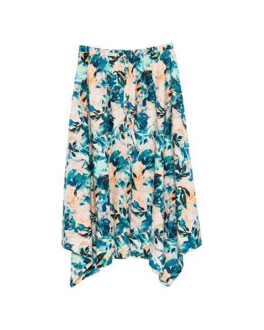 Ulla Johnson Blue Madelyn Floral-Print Midi Skirt