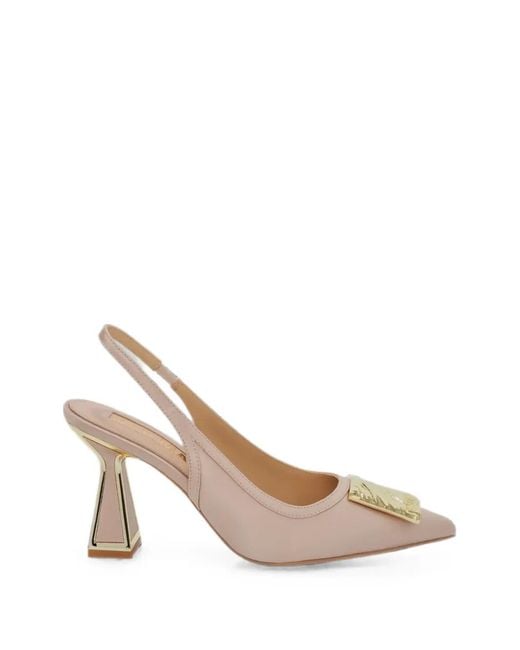 Kat Maconie White Logo-Plaque Slingback Pumps