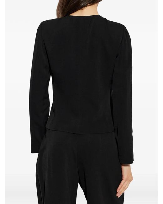 Emporio Armani Black Ruffle-Trimmed Round-Neck Jacket