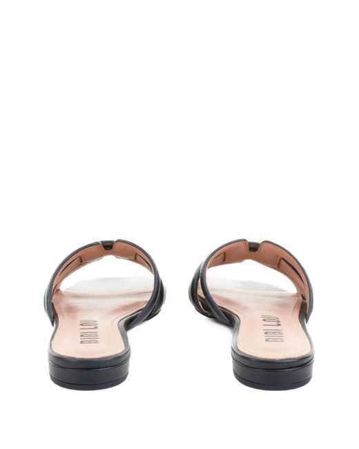Bibi Lou White Holly Leather Flat Sandals