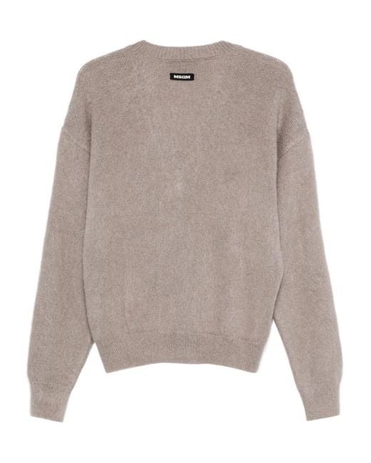 MSGM Gray Mushroom-Embellished Cardigan for men