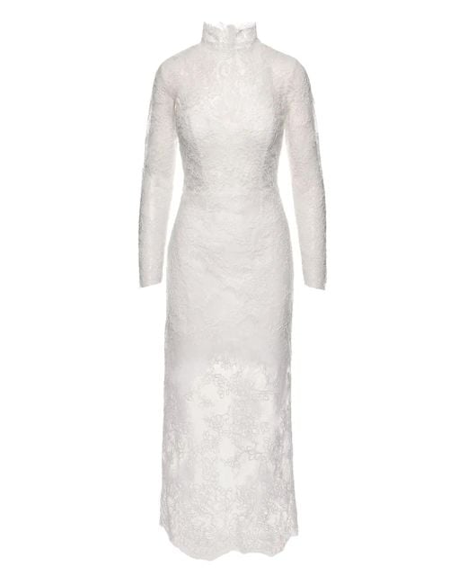 Ana Radu White Lace Long-Sleeve Dress