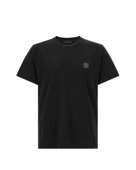 Stone Island Black Logo-Patch T-Shirt for men