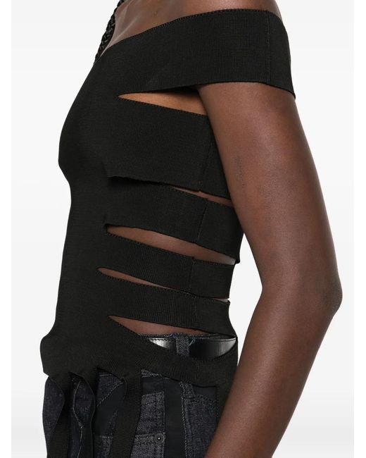 Mugler Black Asymmetrical Tank-Top